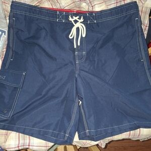 Men's XL Cargo Navy Swim Shorts New. Quick Dry. UPF 50+